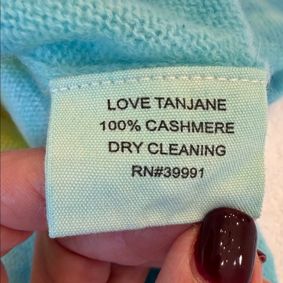 NWT LOVE TANJANE Rainbow Hand Tie-Dye CASHMERE Sweater - Pink Orange Yellow Blue - Picture 4 of 6